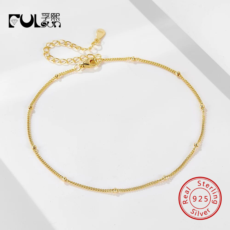 Beaded Anklet Chain - Cheville fine en argent sterling 925