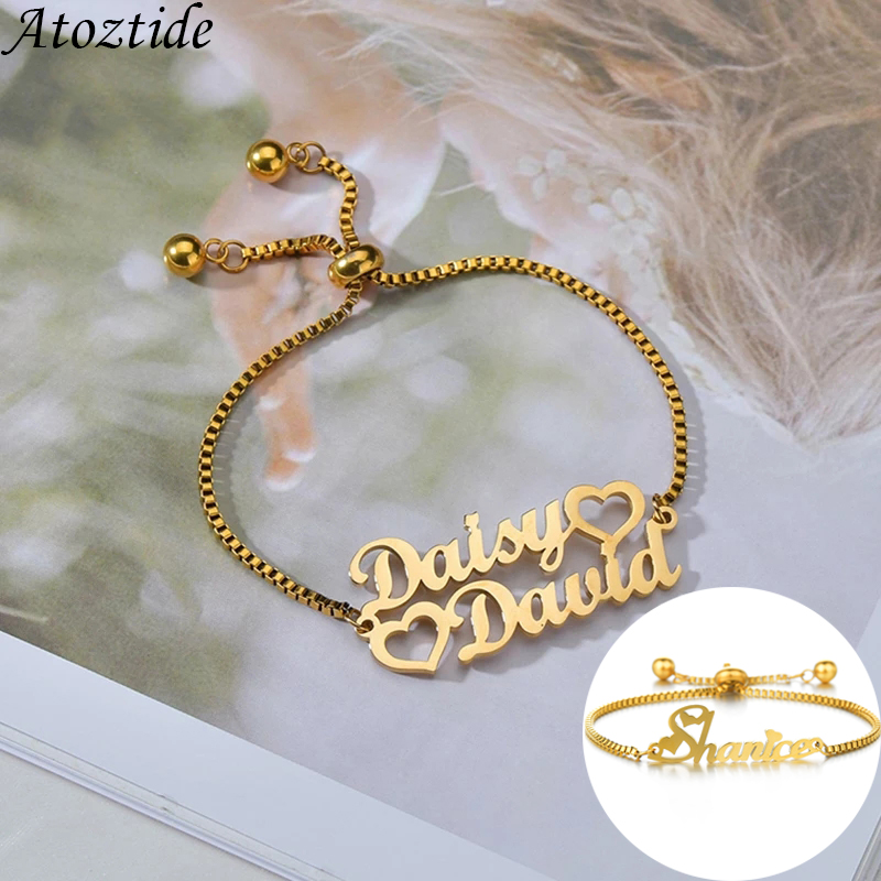 Women Accessories Gift Box - Atoztide personnalisé 1-2 noms Bracelet breloques