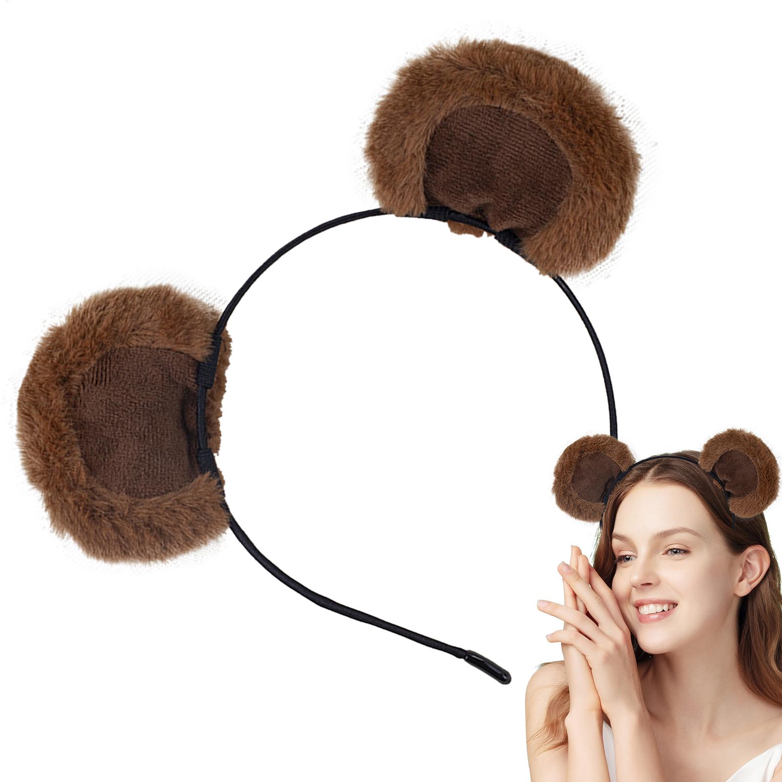 Women Accessories Combo Gift - Serre-tête mignon avec oreilles brunes, réglable,