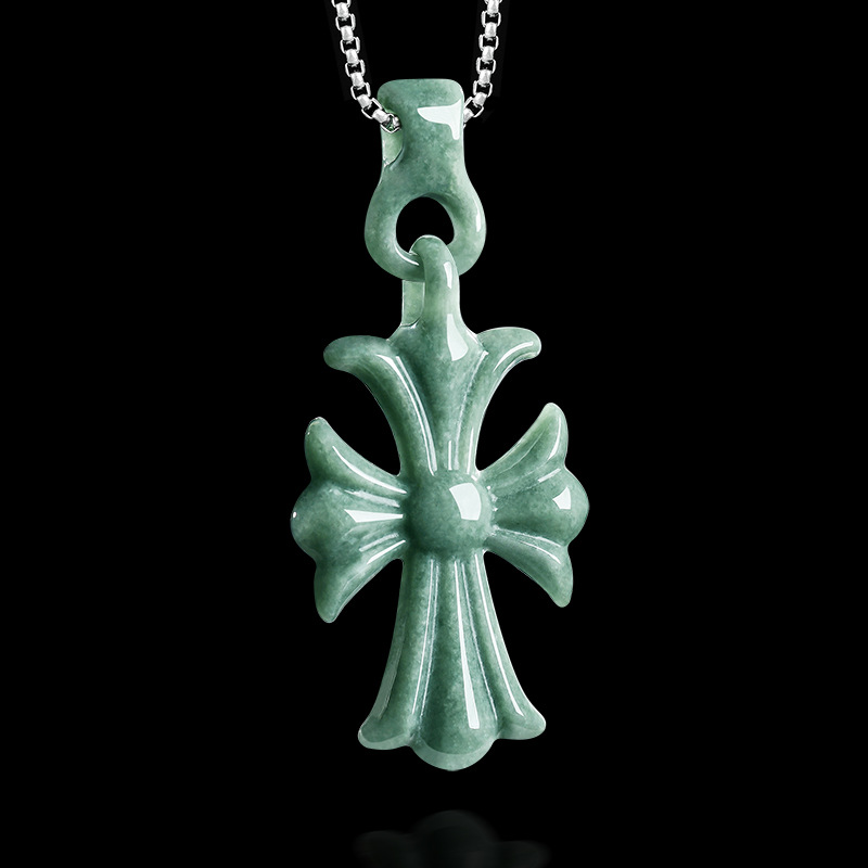 Accessories Woman - Collier pendentif croix en jadéite birmane