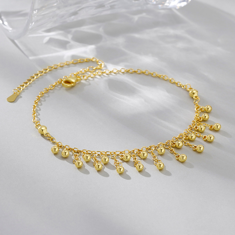 Beaded Anklet Chain - Chaîne de cheville en argent Sterling