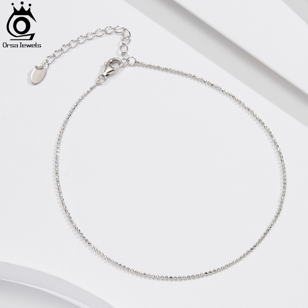 Beaded Anklet Chain - ORSA JEWELS 925 argent Sterling 1mm