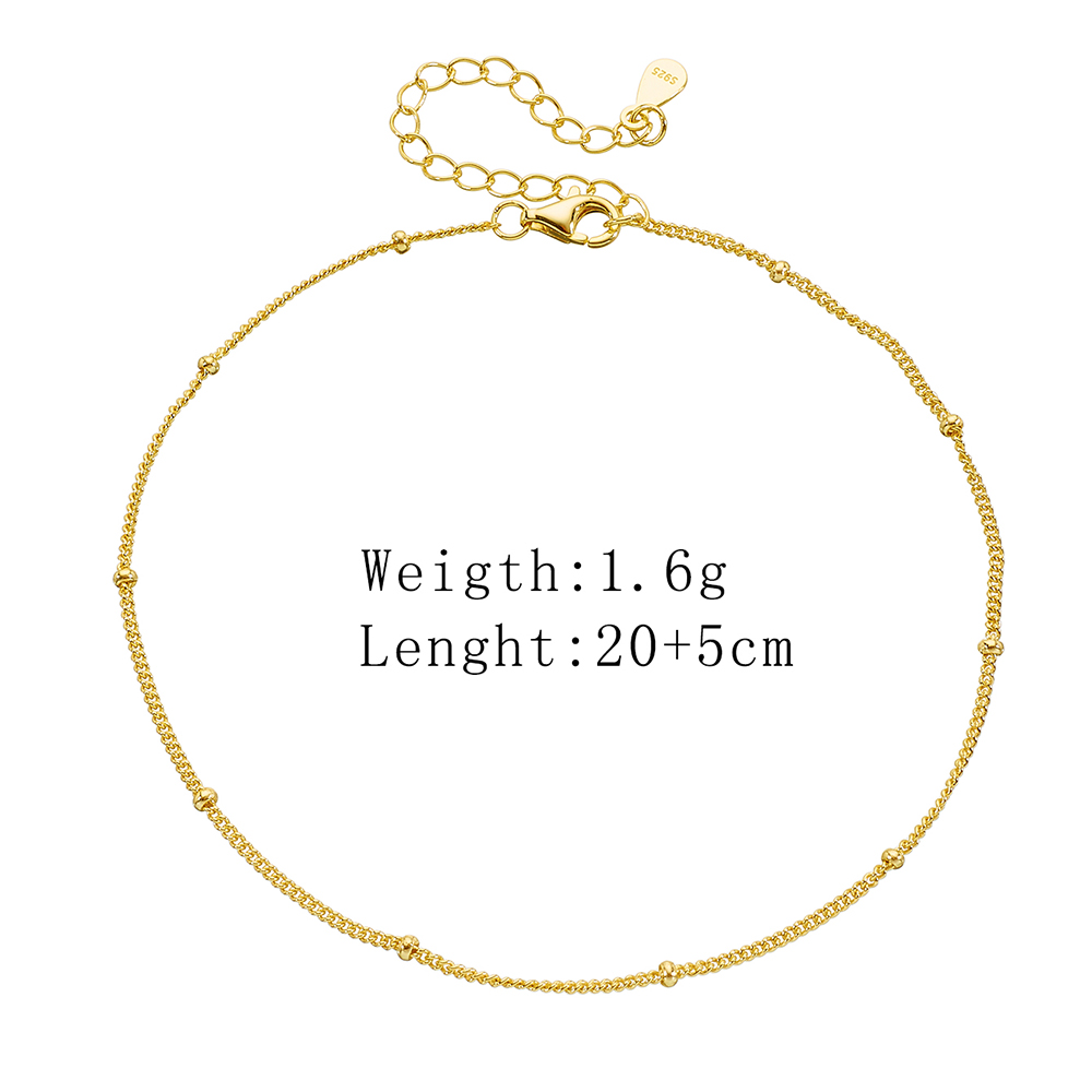 Cheville fine en argent sterli - Beaded Anklet Chain avis et prix