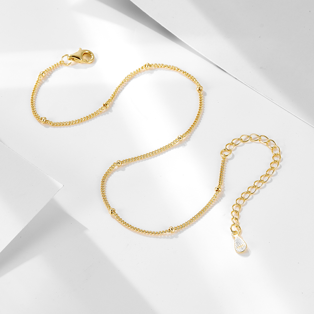 Cheville fine en argent sterli - Beaded Anklet Chain avis et prix